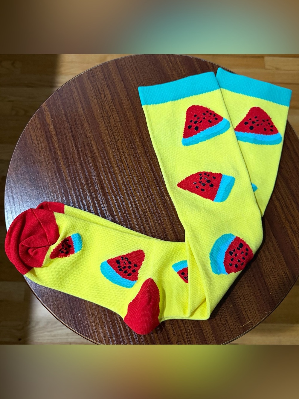 Vibrant Yellow Watermelon Knee-High Compression Socks! 🍉